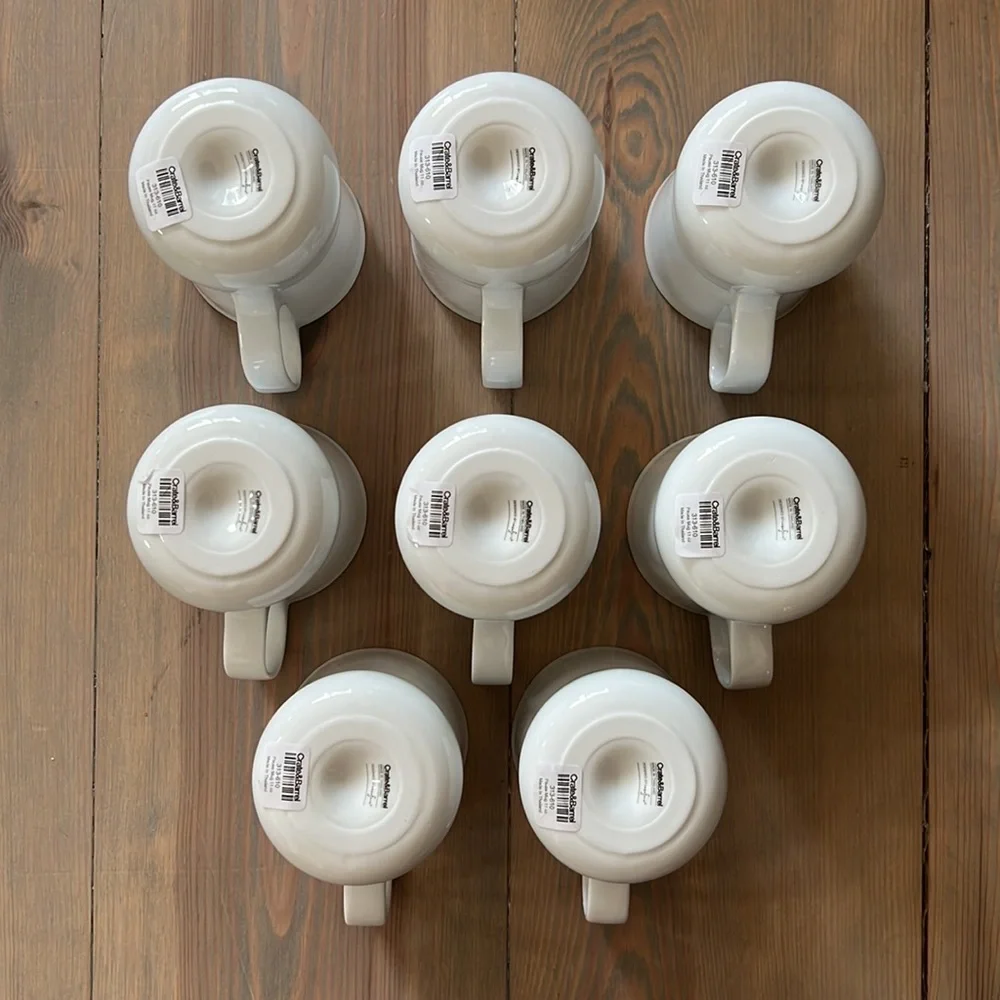 NWT Crate & Barrel Sagaform Set of 8 White Ceramic Mugs